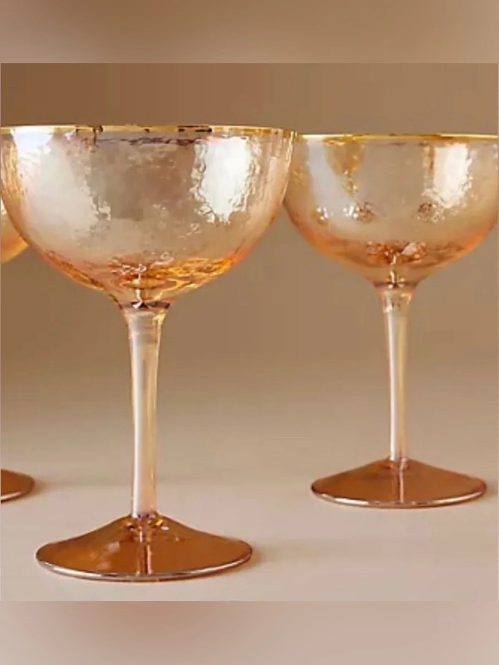 NEW! Anthropologie Zaza Luster Champagne Coupes in Honey (Set of 2)
